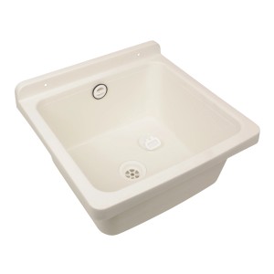 Lavatoio Sanitop-Wingenroth, 40 cm, in plastica bianca con scarico centrale.