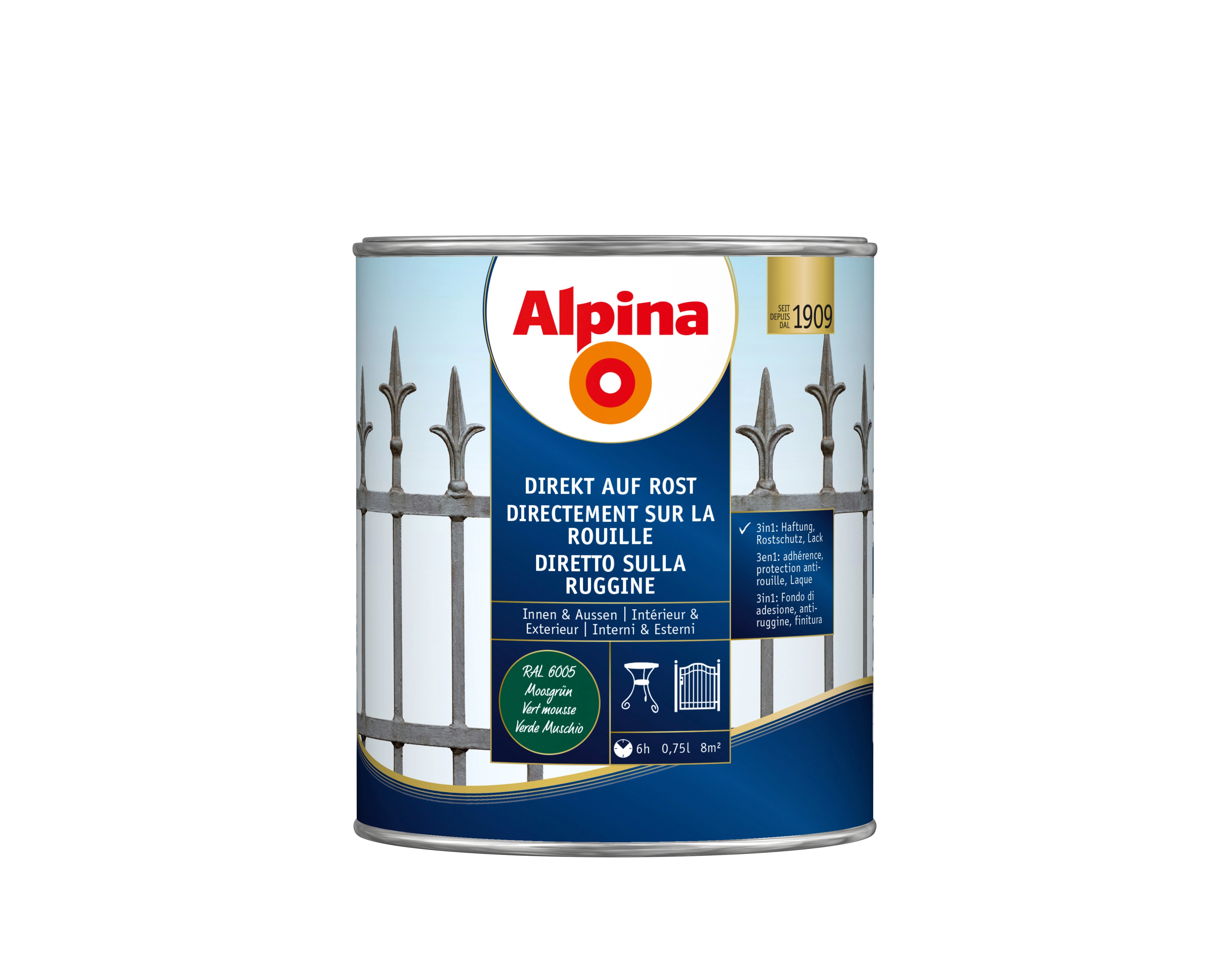 Alpina Direkt auf Rost RAL 6005 Moosgrün 750 ml kaufen bei OBI