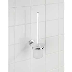 Wenko Wand WC-Garnitur Cuba, Chrom und Weiß, zur Wandmontage im Badezimmer.