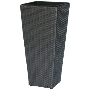 Haut pot de fleurs Deep Water, Ø 28 cm, en polyrotin aspect osier pour intérieur et extérieur.
