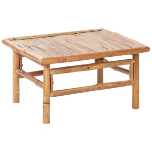 Table basse carrée Cerreto en bambou marron, adaptée à une utilisation intérieure et extérieure.