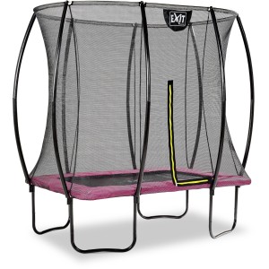 Trampolino rettangolare EXIT Silhouette rosa 153x214cm con rete di sicurezza.