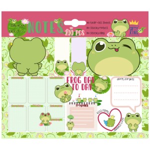 Notizzettel-Heft mit Froschmotiven, 200 Stück, ideal für Büro und kreative Projekte.