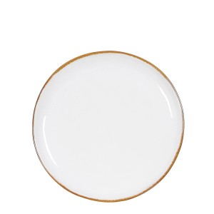 Piatto da colazione bianco Mica Decorations Tabo (Ø 20,5 cm) con bordo marrone.