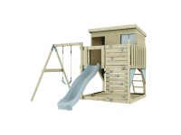 PolarPlay Spielturm Tjorven Schaukel Kletterwand Rutsche Eisblau