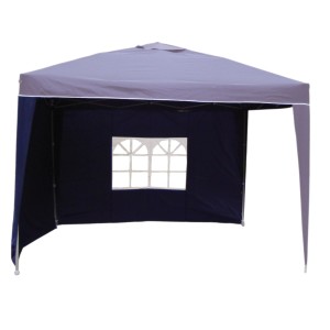 Gazebo pieghevole blu con finestra, sistema pop-up, in poliestere e alluminio, 300x300 cm.