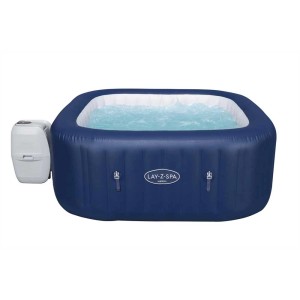 Bestway LAY-Z-SPA Hawaii AirJet spa gonflable, carré, bleu, avec pompe.