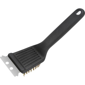Brosse de barbecue 2 en 1 Jamestown avec grattoir pour le nettoyage du gril. Ustensile de barbecue avec poils et grattoir.