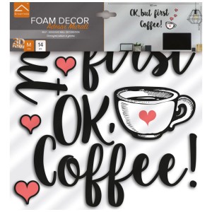Crearreda Schaumsticker Coffee, schwarz-rote Wandtattoos mit Kaffeemotiv, 14 Stück.