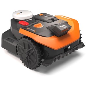 Robot tondeuse Worx M650 Landroid Vision Cloud avec module Cut to Zero, vue latérale.
