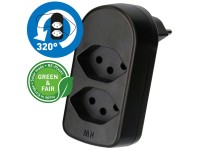 Max Hauri Abzweigstecker Green+Fair RE-Plastic Schwarz drehbar 2 x T13