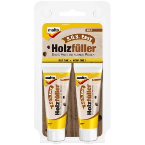 Molto Holzfüller S.O.S Easy Doppelpack, geeignet für kleine Risse und Beschädigungen in Holz.