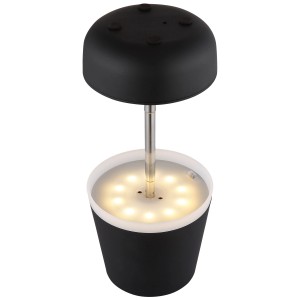Lampe de table solaire LED Globo noire, hauteur réglable (13-25cm), avec 10 LED. Décoration solaire pour l'extérieur.