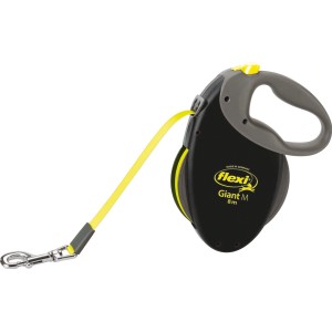 Flexi guinzaglio avvolgibile Giant M Neon, 8m, nero-neon. Robusto guinzaglio per cani con impugnatura morbida.