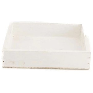 Vassoio in legno bianco DecoFinder, 14x14cm, quadrato, per decorazioni e candele.