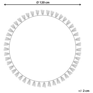 Schéma : Tapis rond à poils courts Kahta, Ø 120 cm, avec pompons en blanc crème et vert.