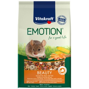 Vitakraft Emotion Beauty Selection per topi, confezione da 300g di cibo per roditori con immagine di topo.