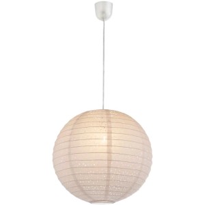 Lampada a sospensione Globo Varys bianca, Ø 40 cm, carta con punzonature decorative.