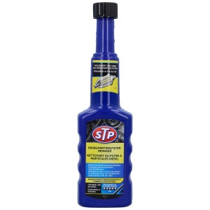 Nettoyant filtre à particules diesel STP, flacon de 200 ml pour huiles et additifs.