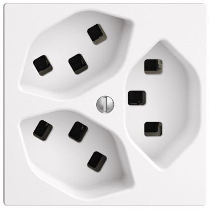 Feller Steckdose EdizioDue 3 x T23 Einsatz + Frontplatte Weiss