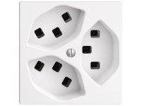 Feller Steckdose EdizioDue 3 x T23 Einsatz + Frontplatte Weiss