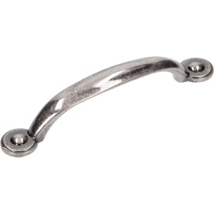 Maniglia per mobili Siro 1916, metallo, argento antico, interasse 96mm. Ideale per mobili in stile rustico.