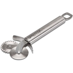 Rotella Städter doppia, acciaio inox 16 cm, con rotelle liscia e ondulata per pasta e pizza.
