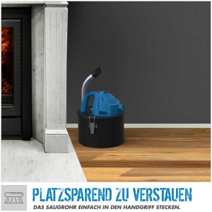 Aspirateur à cendres Güde GA 4-600.1, aspirateur eau et poussière bleu pour cheminée et poêle.