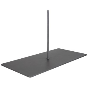 Support Nouvel en acier anthracite pour paravents, base rectangulaire avec poteau pour clôture.