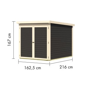 Garage per biciclette Karibu Terragrau: Box bici in abete rosso con doppia porta e dimensioni.