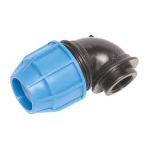 Coude à 90° LUX-TOOLS pour tubes PE, 32 mm x 24,1 mm (Rp 3/4), plastique, bleu/noir.