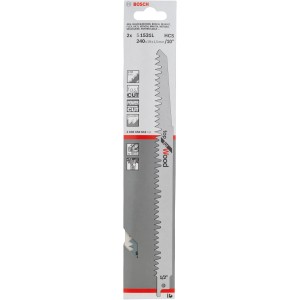 Lame de scie sabre Bosch Pro S 1531 L, lot de 2 pour bois, acier HCS, longueur 240 mm.