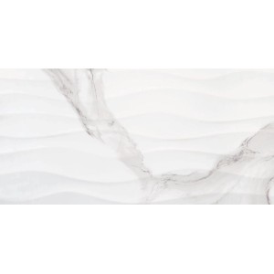 Piastrella da parete Calacatta Wave, gres porcellanato, bianco-grigio, superficie smaltata, 30x60 cm.
