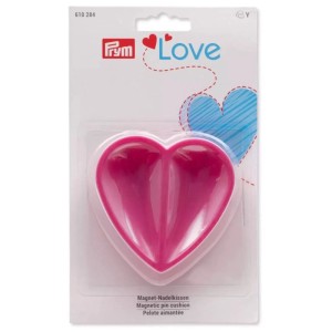 Cuscinetto magnetico Prym a forma di cuore, rosa, per riporre gli aghi in modo sicuro.
