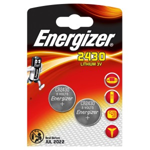 Energizer CR2430 Pile bouton lithium 3V, lot de 2. Pile pour appareils électroniques.