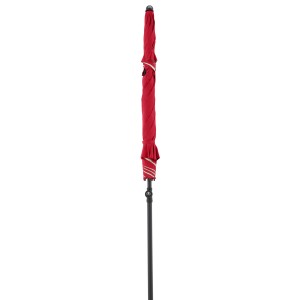 Parasol de plage Doppler Windprofi Neo 200 rouge fermé avec armature noire.