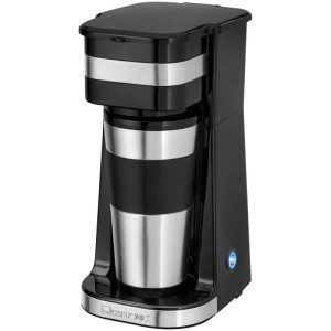 Clatronic Macchina da caffè KA 3733: Macchina da caffè nera compatta con tazza termica in acciaio inox.