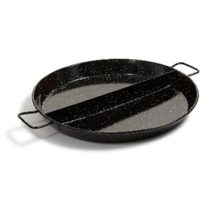 Padella per paella Garcima nera Ø 38 cm con divisorio centrale, acciaio smaltato e manici.