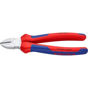 Tronchese laterale Knipex, 180mm, cromato con manici multicomponente, per tagli precisi.