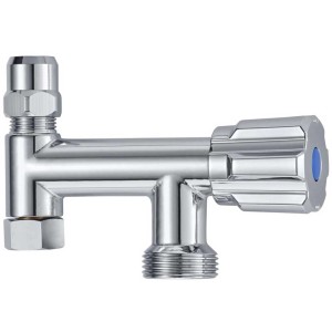 Robinet de raccordement Techline, laiton chromé, 3/8 x 10 mm, poignée bleue pour vannes de machine à laver.