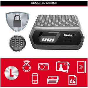 Master Lock Sicherheitskassette Digital, 10,2 l, Schwarz. Tresor mit digitalem Schloss.