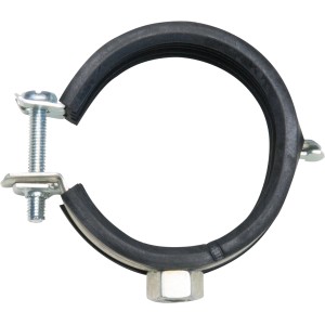Collare di supporto insonorizzato, Ø 42-46 mm, in acciaio zincato con inserto in gomma per l'isolamento acustico.