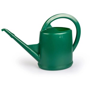 Arrosoir d'intérieur en plastique vert, capacité 4L avec bec verseur amovible.