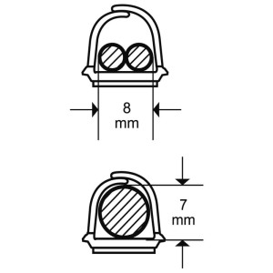 Schéma : Goulotte de câble grise, auto-adhésive, 7 mm x 1 m, avec dimensions.