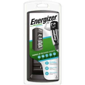 Caricabatterie universale Energizer per batterie NiMH AA, AAA, C, D e 9V, batterie non incluse.
