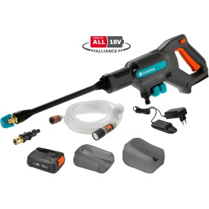 Nettoyeur moyenne pression sans fil Gardena AquaClean 24/18V P4A avec accessoires.