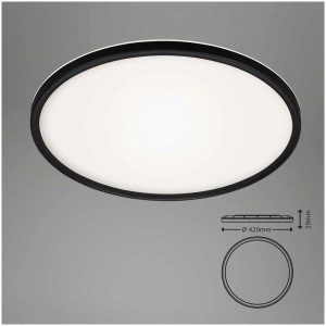 Panneau LED Brilo Panel Slim noir, Ø 42cm, 22W, lumière blanche neutre.