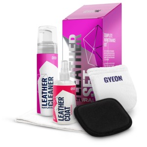 Gyeon Kit d'entretien du cuir Q²M Natural, 200ml : Nettoyant, scellant pour cuir, chiffon et applicateur pour l'entretien auto.