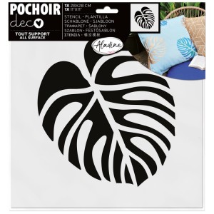 Stencil Aladine con motivo a foglia tropicale, 28x28 cm, per stencil e decorazioni.