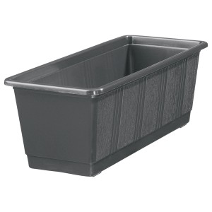 Jardinière standard anthracite, 14,5x17,5x39 cm, avec structure en bois.